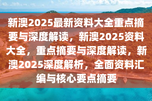 2025年新澳最精准正最精准大全:精选解析解释落实